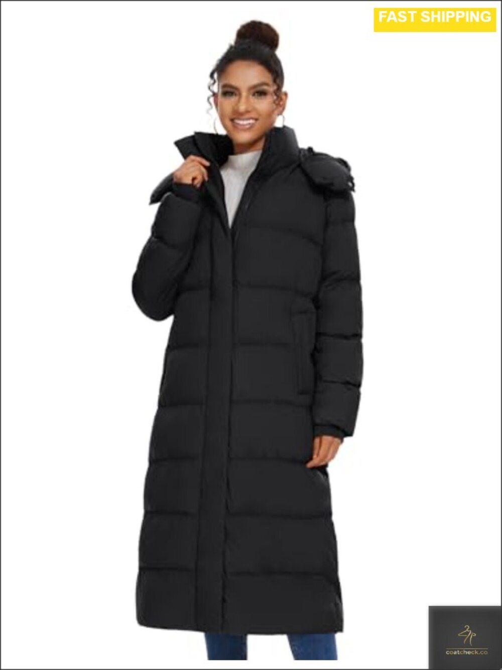 Women's Long Quilted Puffer Coat Winter Warm Maxi Jacket Detachable Hood